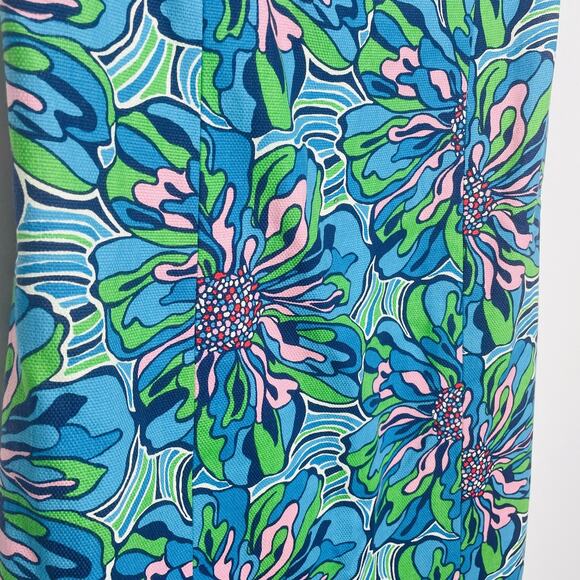 Lilly Pulitzer Bowen Dress Size 4 Bright Navy Floral Rehearsal Strapless Dress - Picture 5 of 6